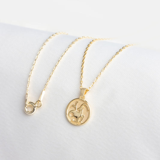 Capricorn Zodiac Necklace in 14K Solid Gold | Astrological Pendant