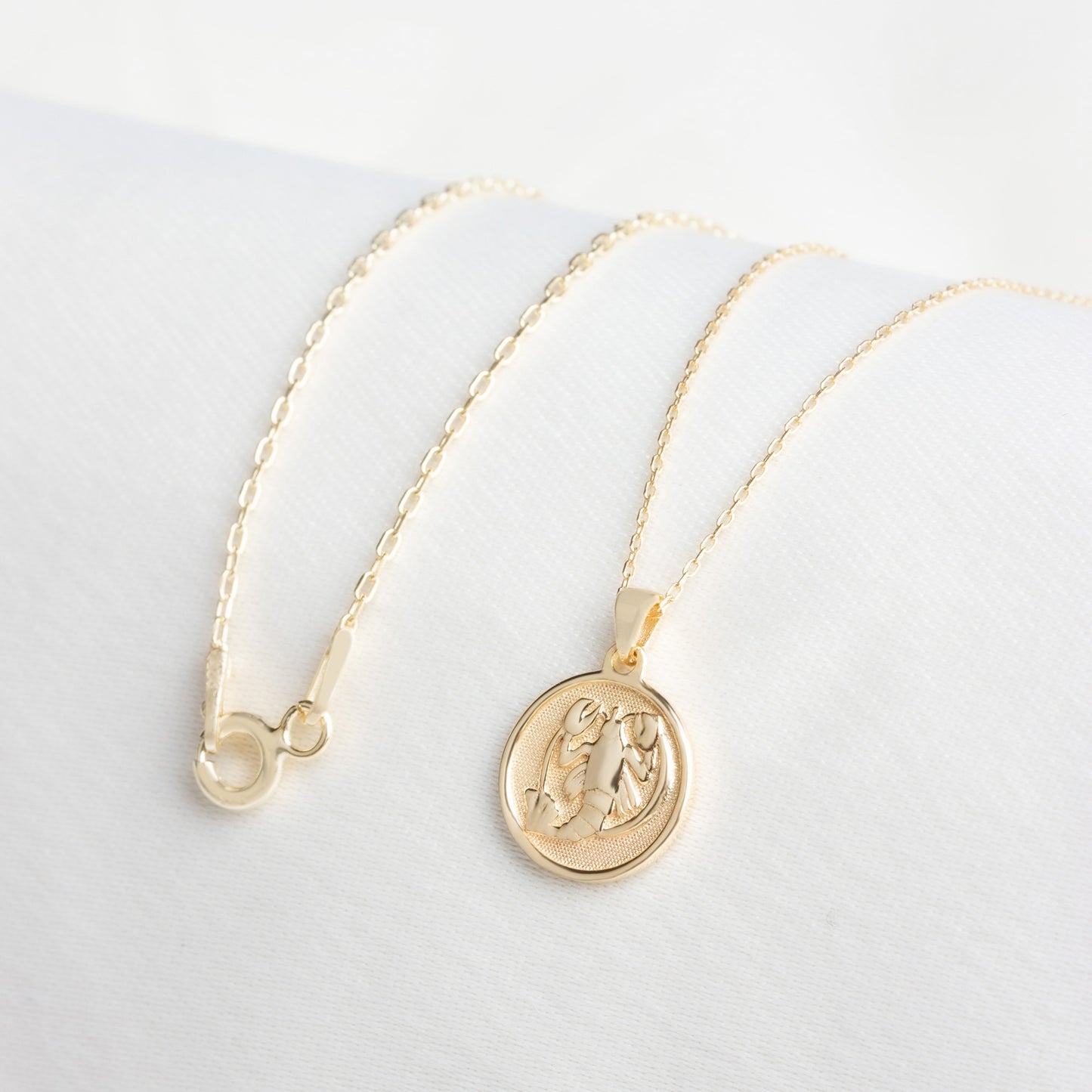 Cancer Zodiac Necklace in 14K Solid Gold | Astrological Pendant