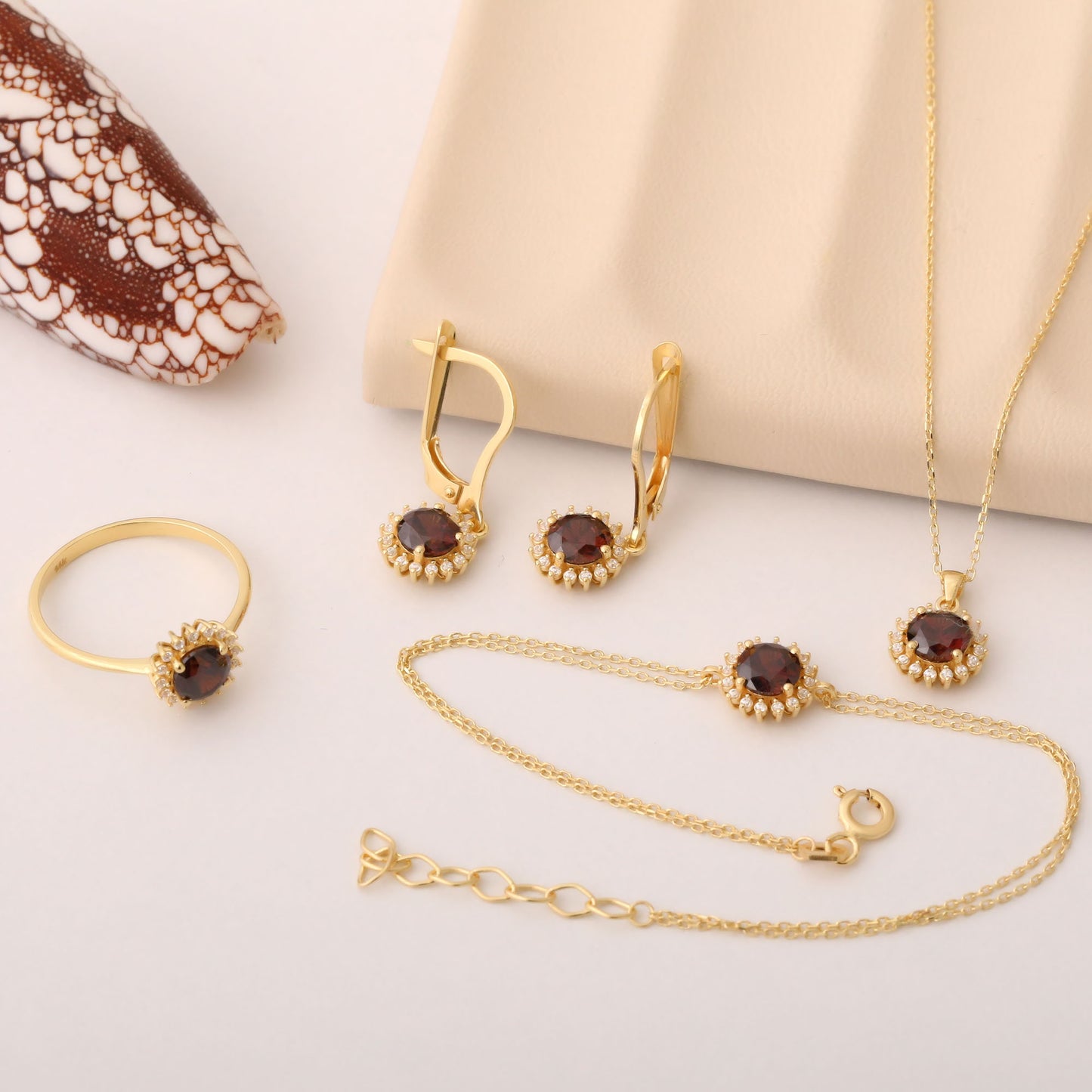 14K Solid Gold Smoky Quartz Dangle Earrings in Round Shape Surrounded by Real Diamonds