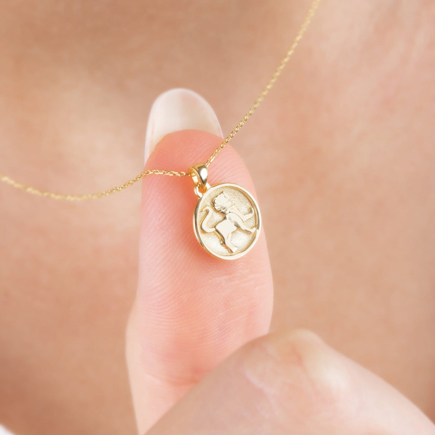 Leo Zodiac 14K Solid Gold Necklace, Birthstone Necklace, King Leo Sign, Astrology Zodiac Constellation, Perfect Gift for Mother's Day - Wife