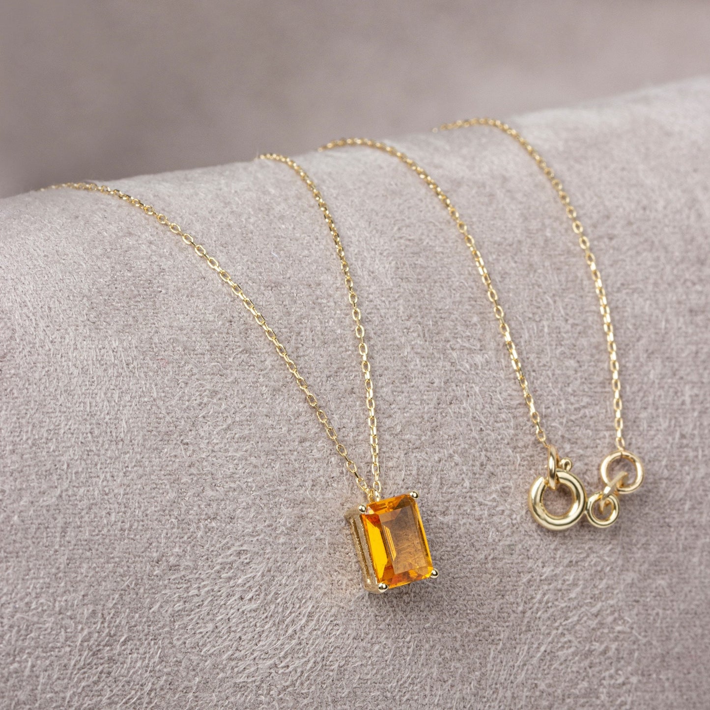 Rectangle Citrine Necklace 14K Solid Gold, Birthstone Jewelry Rectangle November Birthstone, Perfect Gift for Mother's Day Girlfriend Wife