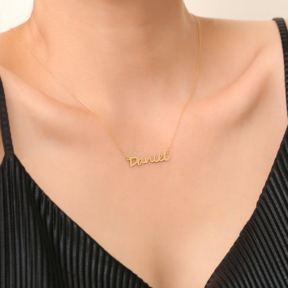 Name Necklace 14K Solid Gold, Personalized, Initial Necklace, Perfect Gift for Mother's Day - Girlfriend - Wife