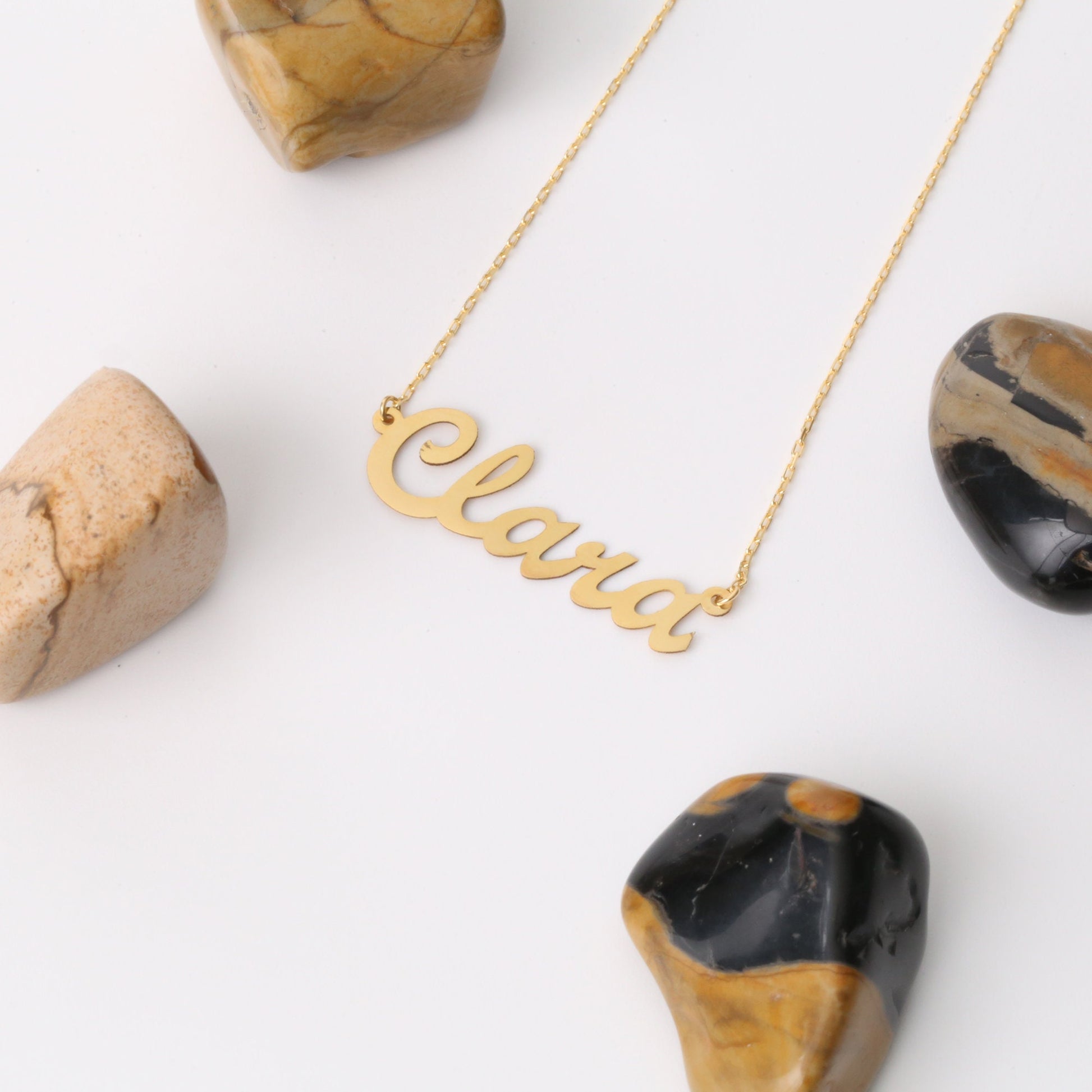 Name Necklace 14K Solid Gold, Personalized, Initial Necklace, Perfect Gift for Mother's Day - Girlfriend - Wife