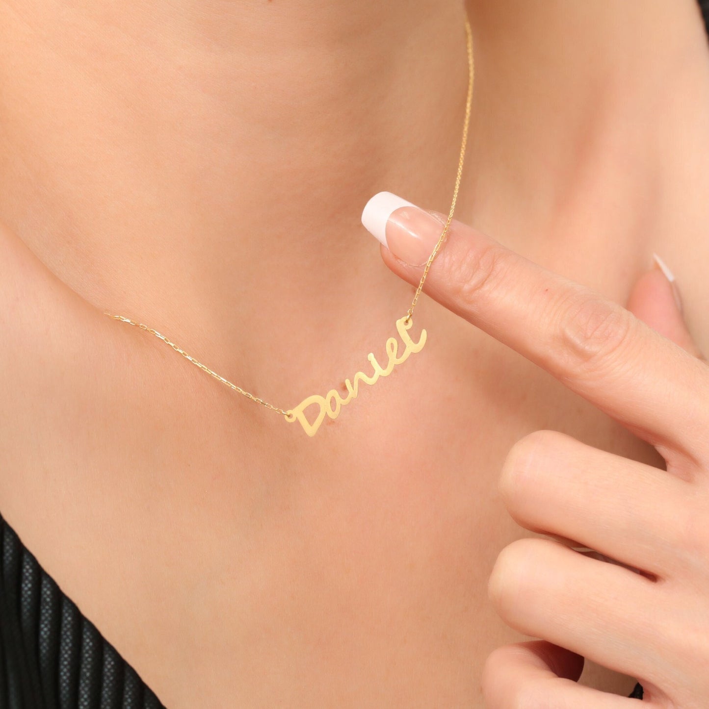 Name Necklace 14K Solid Gold, Personalized, Initial Necklace, Perfect Gift for Mother's Day - Girlfriend - Wife