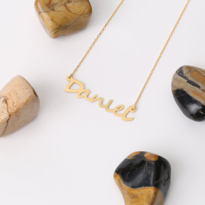 Name Necklace 14K Solid Gold, Personalized, Initial Necklace, Perfect Gift for Mother's Day - Girlfriend - Wife